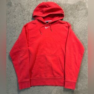 Vintage Nike Center Swoosh Hoodie Red Size Medium Y2K Boxy